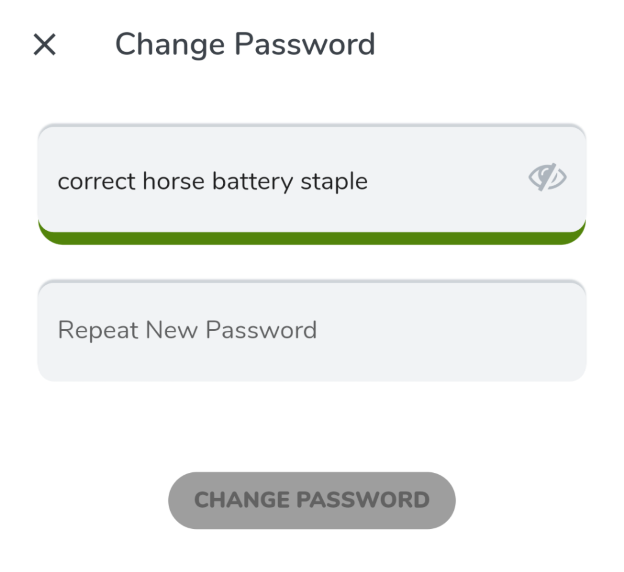 Changing a password in CareApp Mobile